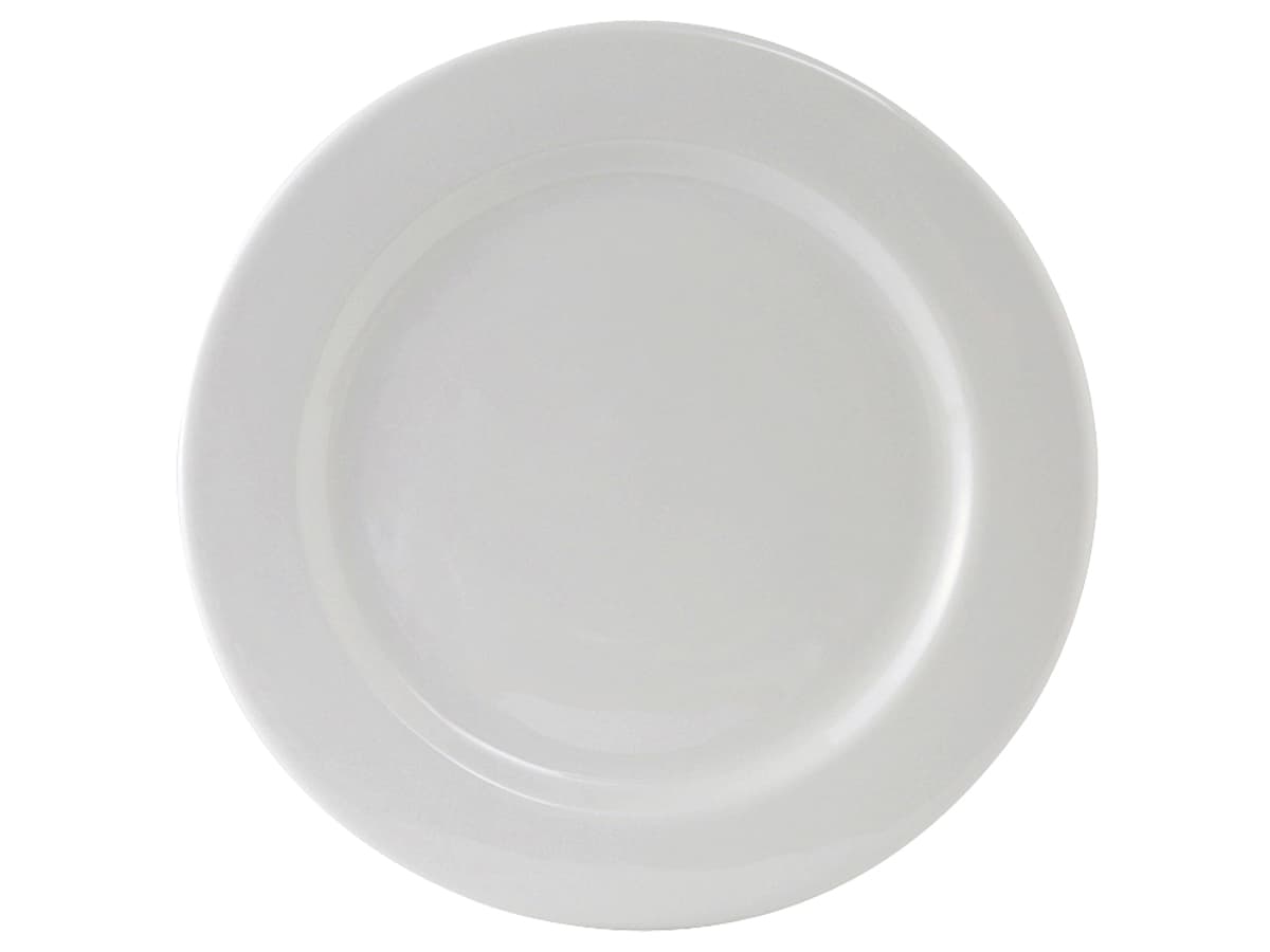 Alaska Plate 12 IN China Porcelain White Round Wide Rim Rolled Edge Fully Vitrified 12/Case