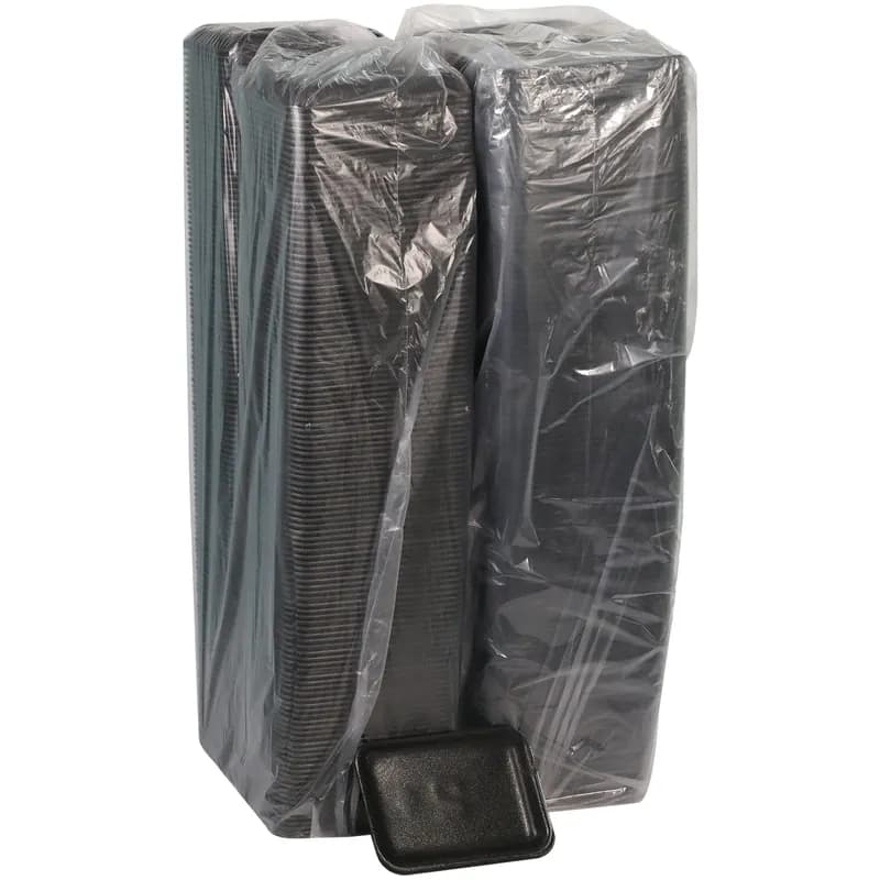 2 Supermarket Tray 8.2X5.7X0.91 IN Polystyrene Foam Black Rectangle 500/Case