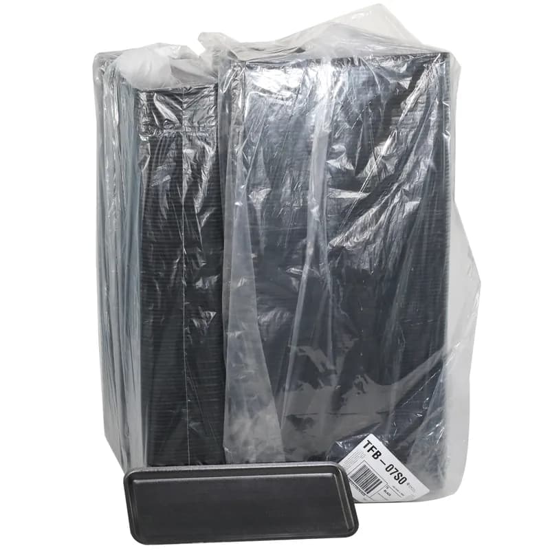 Supermarket Tray 14.625X5.625X0.67 IN Polystyrene Foam Black Rectangle 250/Case