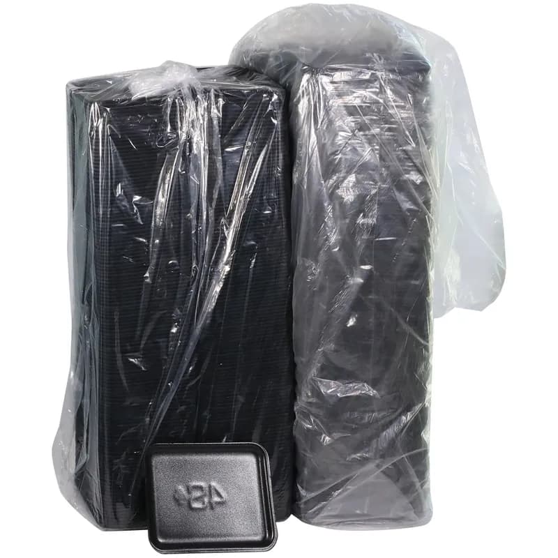 4S Supermarket Tray 9.125X7.125X0.65 IN Polystyrene Foam Black Rectangle 500/Case