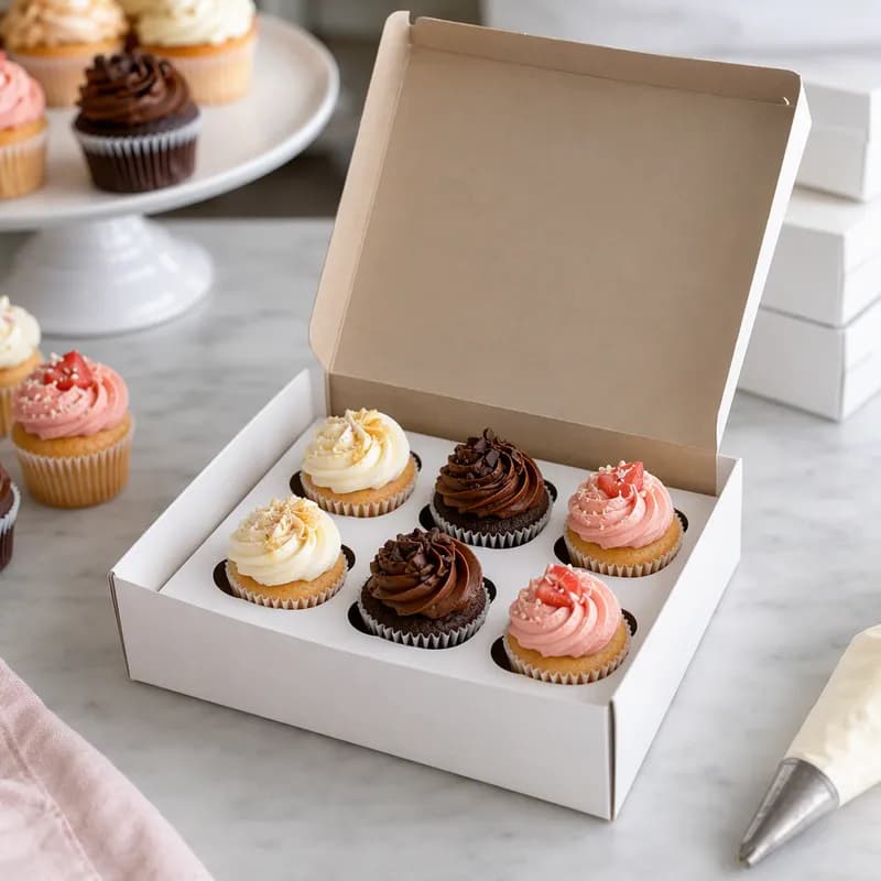 Cupcake Insert Mini 6.9375X6.9375X0.75 IN 4 Compartment Cardboard White Kraft 100/Bundle