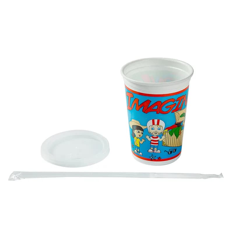 Cup, Lid & Straw Combo Kid 12 OZ White Imagination 120/Case