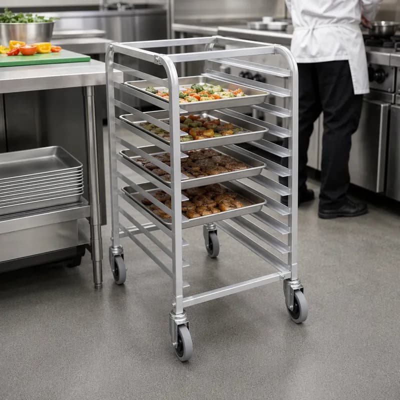 Pan Rack 20.25X26X38.5 IN Aluminum 10-Tier With 4 Casters ( 2 Locking & 2 Regular) 1/Each