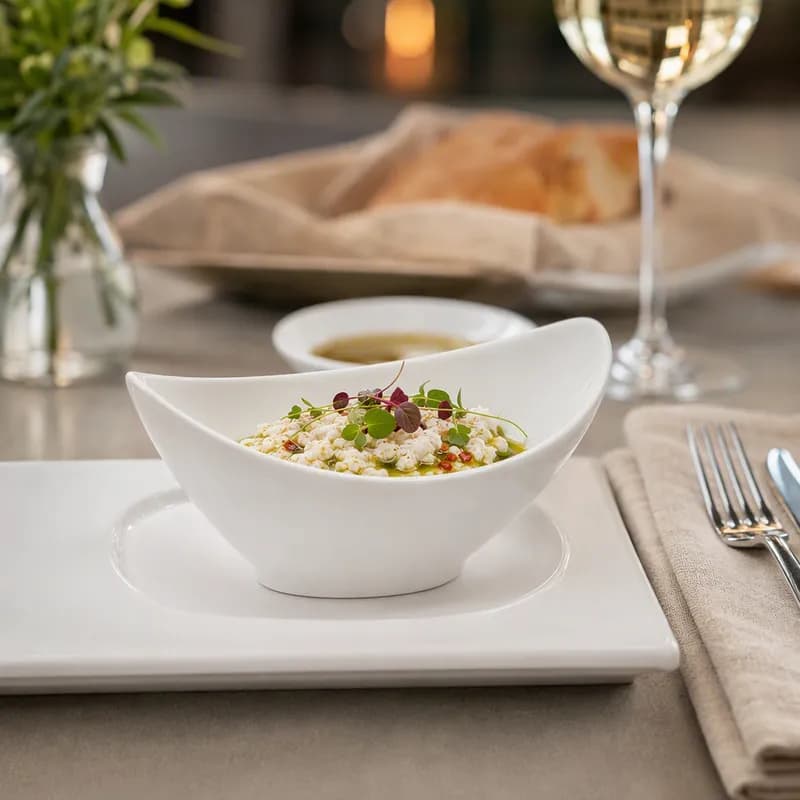 TuxTrendz Linx Capistrano Bowl 10 OZ China Porcelain White Oval Fully Vitrified 12/Case