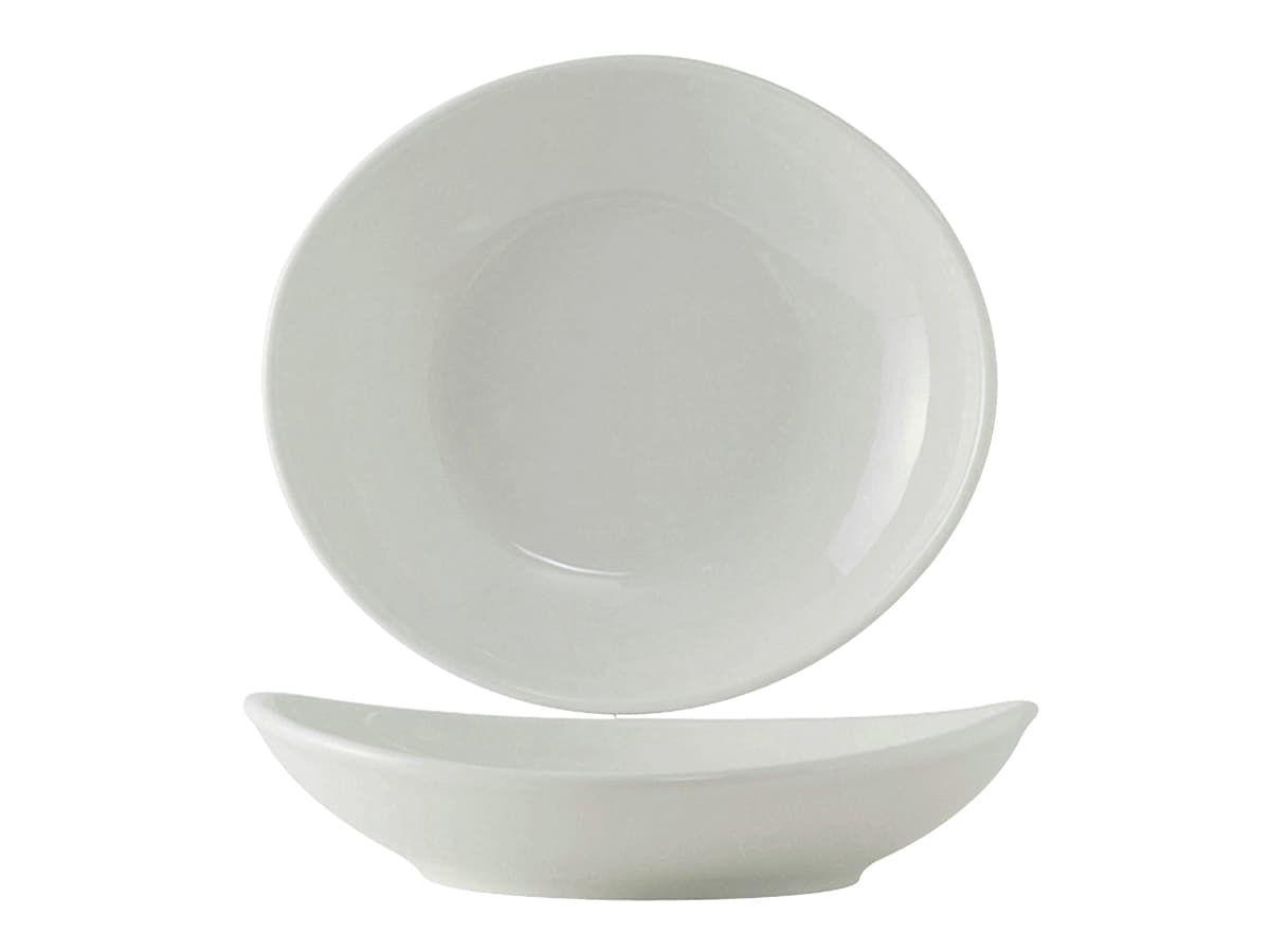 Bowl 10.125X9.125 IN 30 OZ China Porcelain White Oval Fully Vitrified Dual Ovenable Dishwasher Safe 12/Case