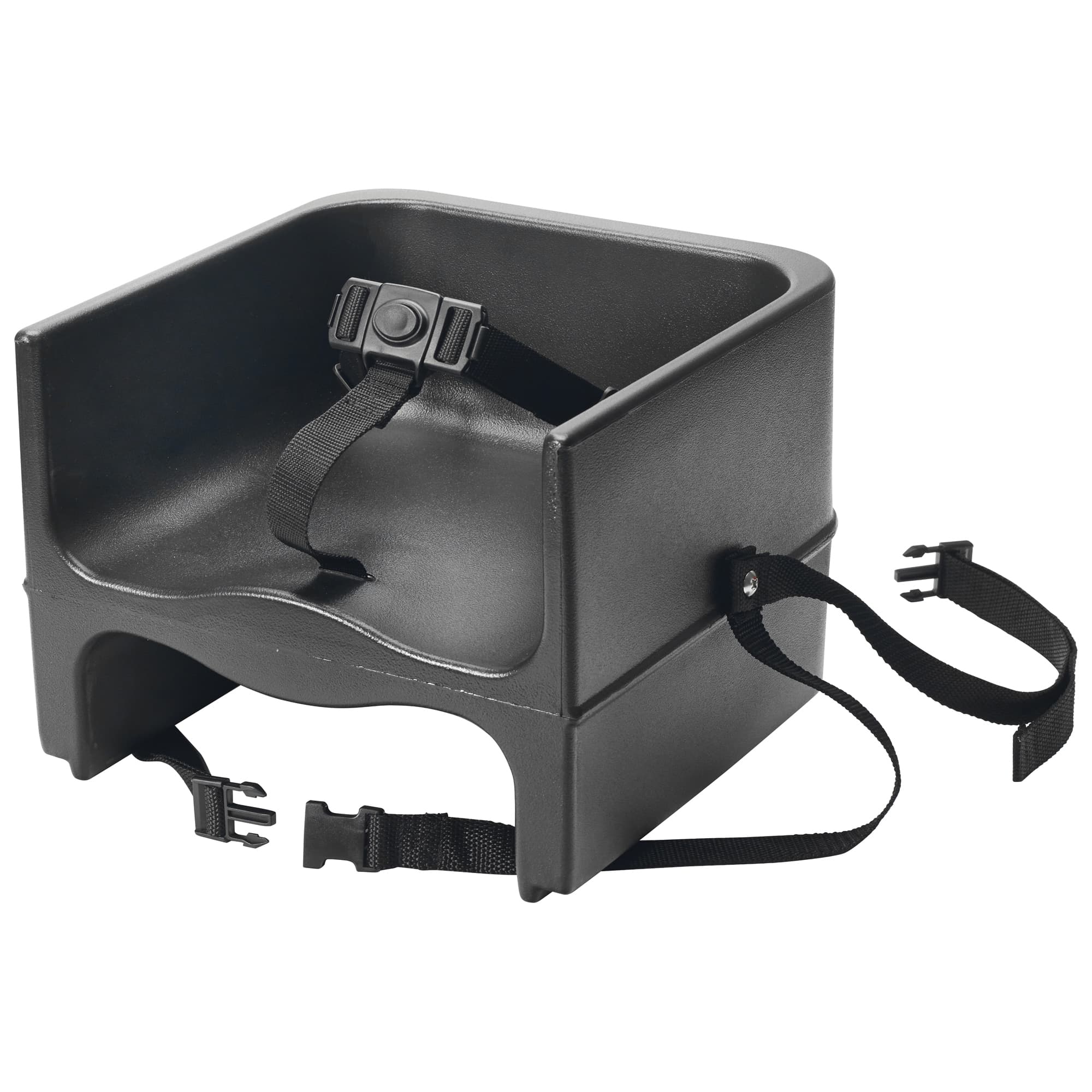 Booster Seat 12X11.875X9.25 IN Black Plastic With Strap Single Side 1/Each
