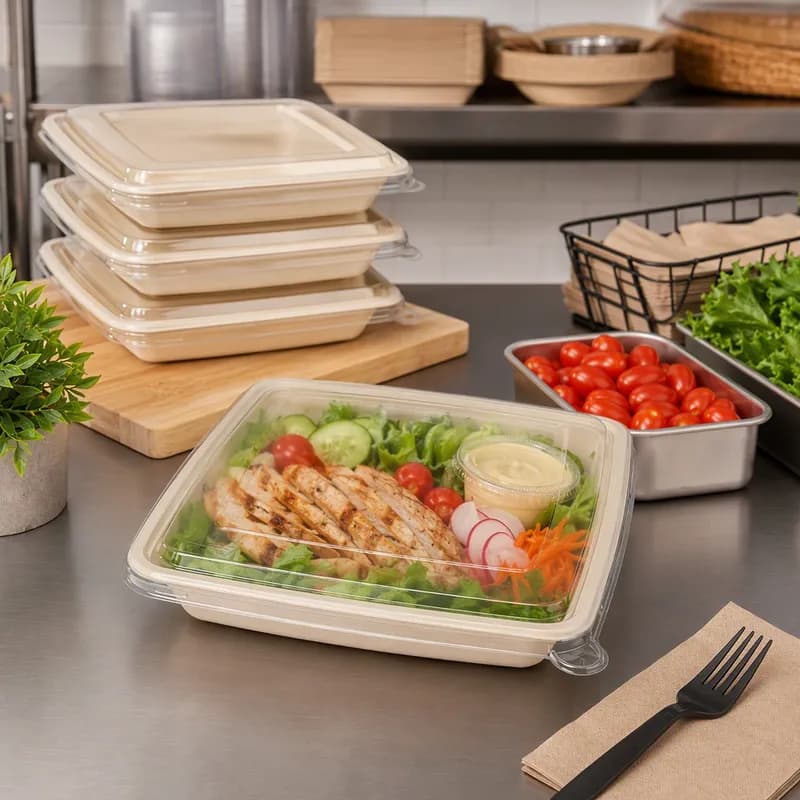 Lid 9X9 IN PET Clear Square For 32-48 OZ Container 300/Case
