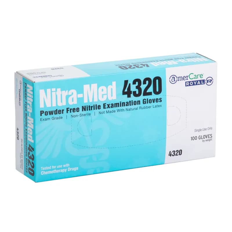 Nitra-Med Examination Gloves Large (LG) Blue 4MIL Heavyweight Nitrile Powder-Free 100 Count/Pack 10 Packs/Case