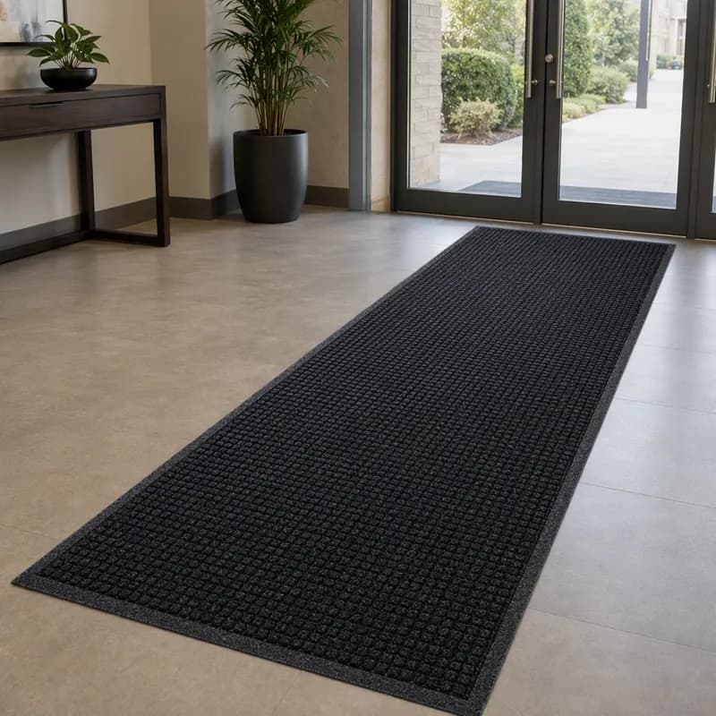 WaterHog® Squares Fashion Carpet Floor Mat 36X120 IN Charcoal With Smooth Backing 1/Each