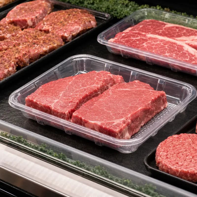 2D Meat Tray Deep Clear Rectangle Honeycomb 300/Case
