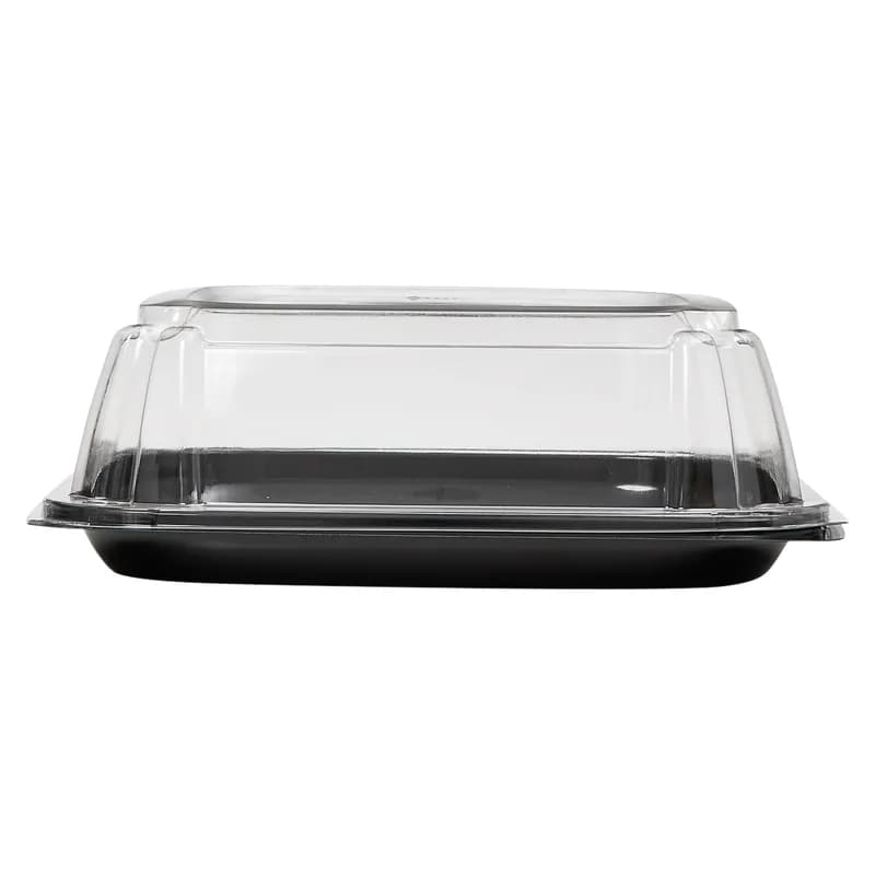 Victoria Bay Catering Tray Base & Lid Combo 10.7X10.7X3.76 IN PET Black Clear Square Freezer Safe 25/Case