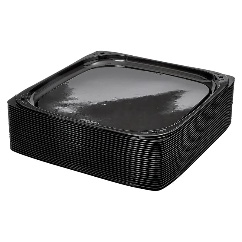 Victoria Bay Serving Tray Base & Lid Combo 16X16X4.56 IN PET Black Clear Square Freezer Safe 25/Case
