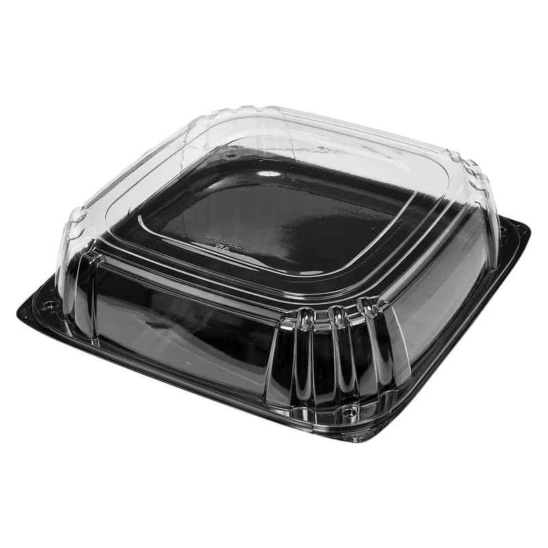 Victoria Bay Serving Tray Base & Lid Combo 16X16X4.56 IN PET Black Clear Square Freezer Safe 25/Case