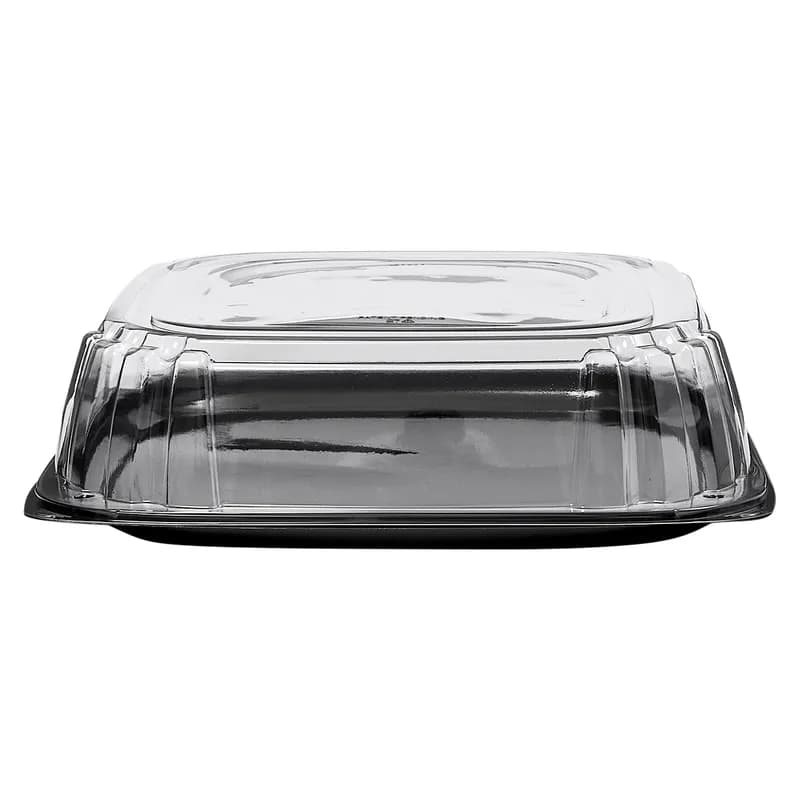 Victoria Bay Serving Tray Base & Lid Combo 16X16X4.56 IN PET Black Clear Square Freezer Safe 25/Case