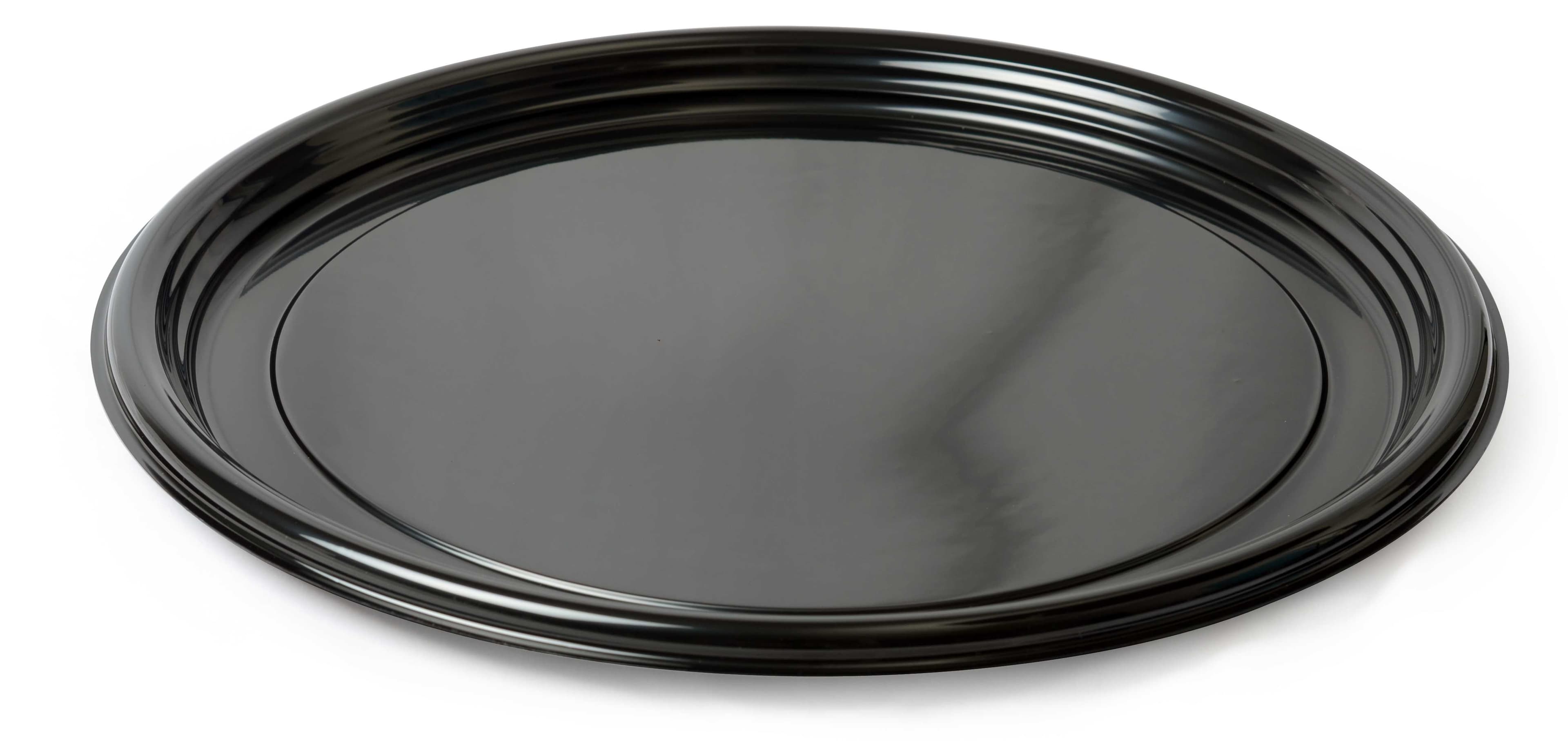 Platter Pleasers Serving Tray 16 IN PET Black Round 25/Case