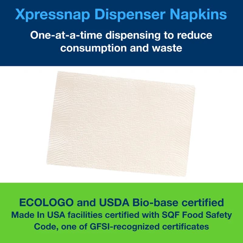 Tork Xpressnap® Dispenser Napkins 8.5X6.5 IN White Paper 2PLY Interfold Refill Embossed 500 Count/Pack 12 Packs/Case