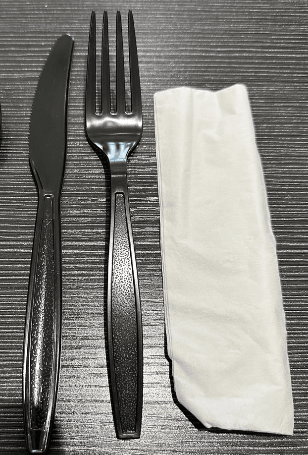 Victoria Bay 3PC Cutlery Kit PS Black Heavyweight With Napkin,Fork,Knife 250/Case