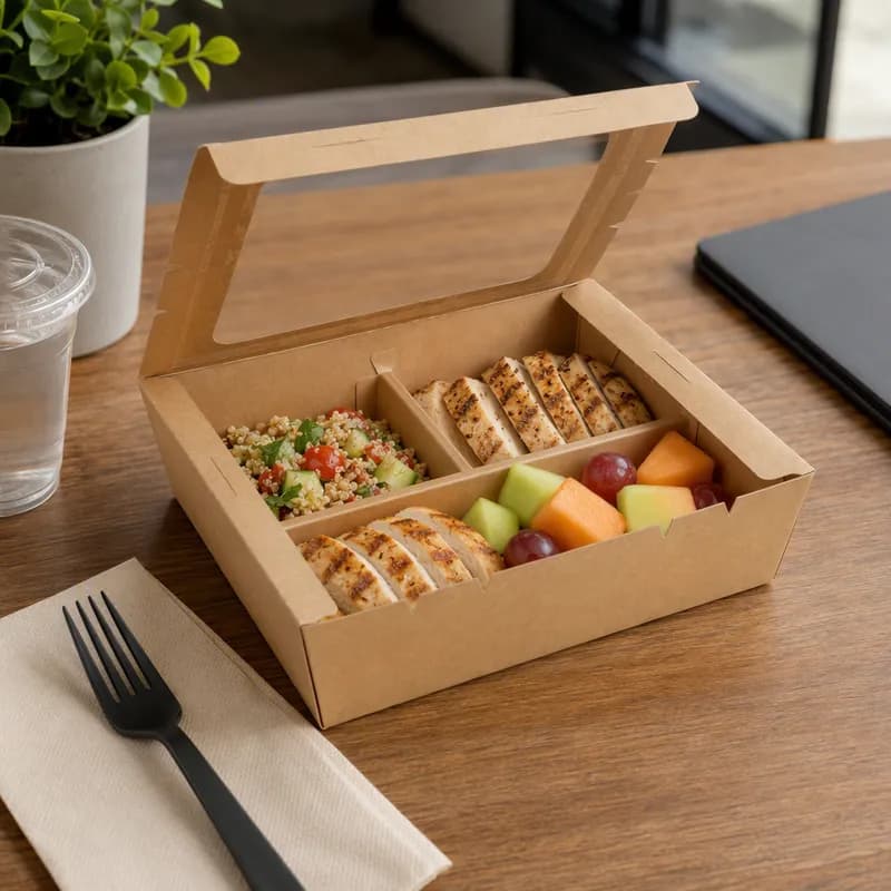 Bento Box 9X7X3 IN Paperboard Kraft With Window 200/Case