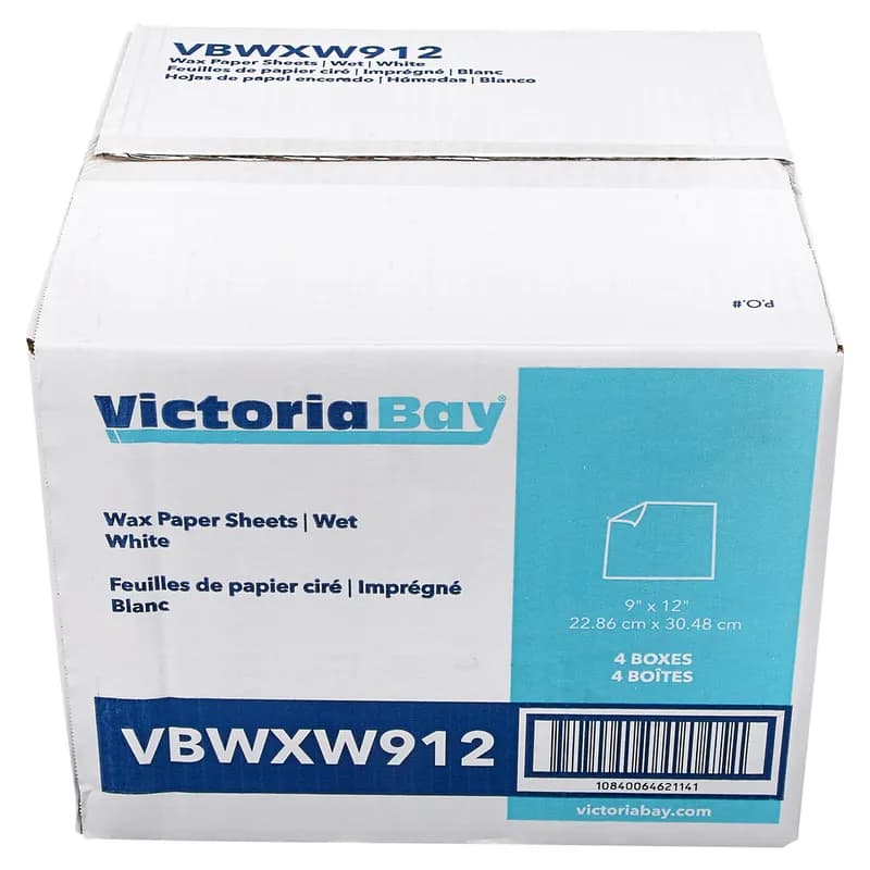 Victoria Bay Sheet 9X12 IN Wet Wax Paper White Microwave Safe Freezer Safe 10 LB 4 Packs/Case