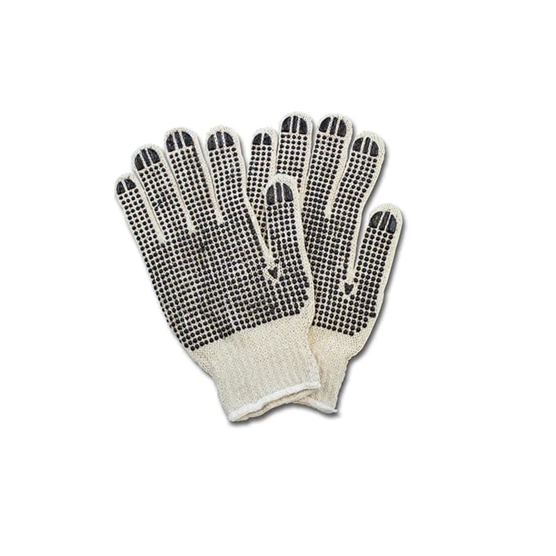 Gloves Mens Large (LG) Natural Black Cotton Polyester Dotted Knit Grip 20/Case