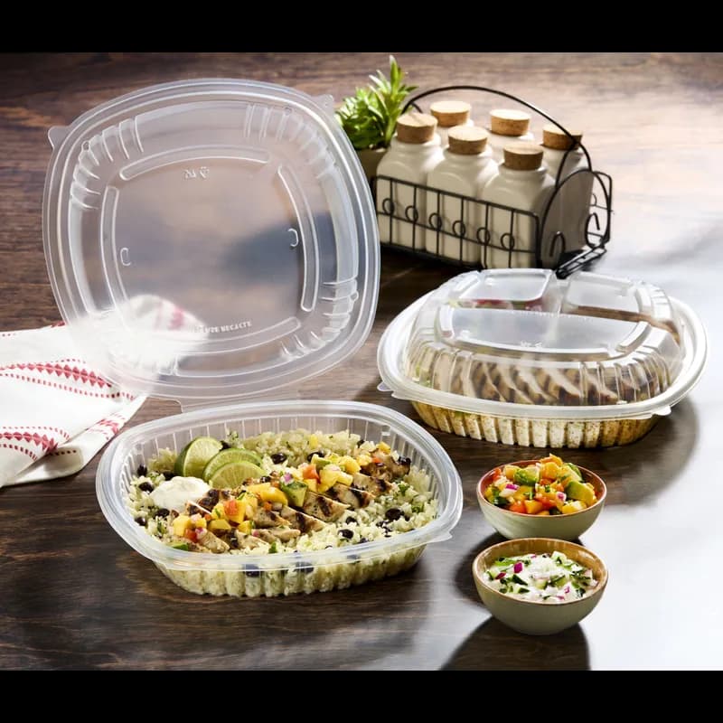 Classic Take-Out Container Hinged 10X10 IN Clear Square 180/Case