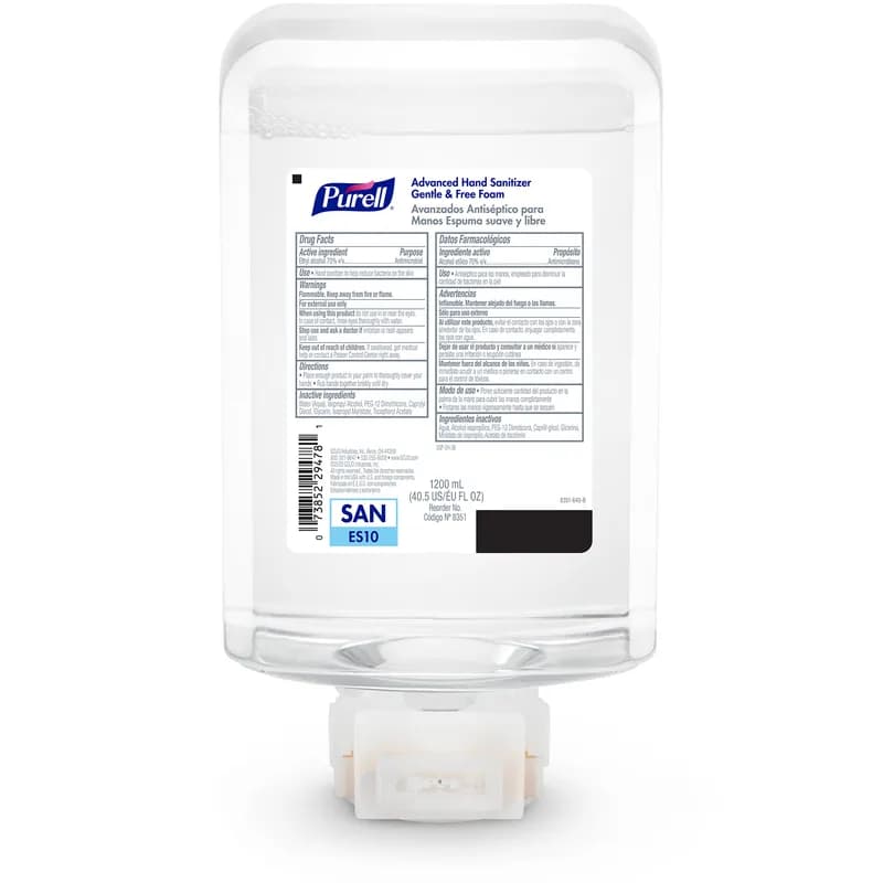 Purell® Advanced Hand Sanitizer Foam 1200 mL 4.33X3.36X8.64 IN Fragrance Free For ES10 2/Case