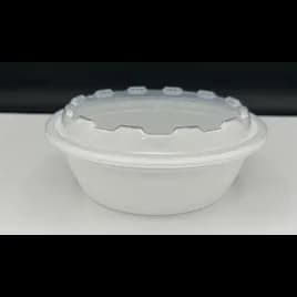Take-Out Container Base & Lid Combo 18 OZ Plastic White Clear Round Microwave Safe 150/Case