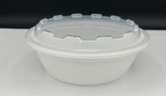 Take-Out Container Base & Lid Combo 18 OZ Plastic White Clear Round Microwave Safe 150/Case