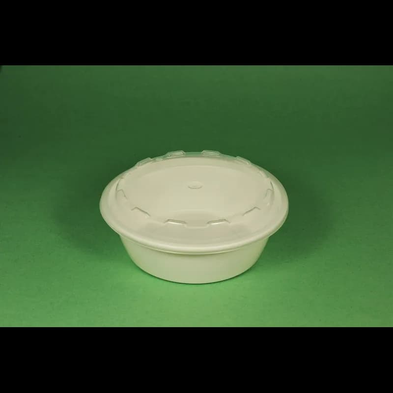 Take-Out Container Base & Lid Combo 18 OZ Plastic White Clear Round Microwave Safe 150/Case