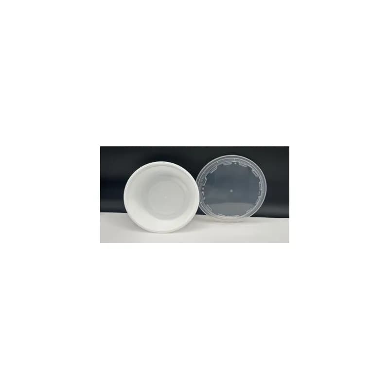 Take-Out Container Base & Lid Combo 18 OZ Plastic White Clear Round Microwave Safe 150/Case