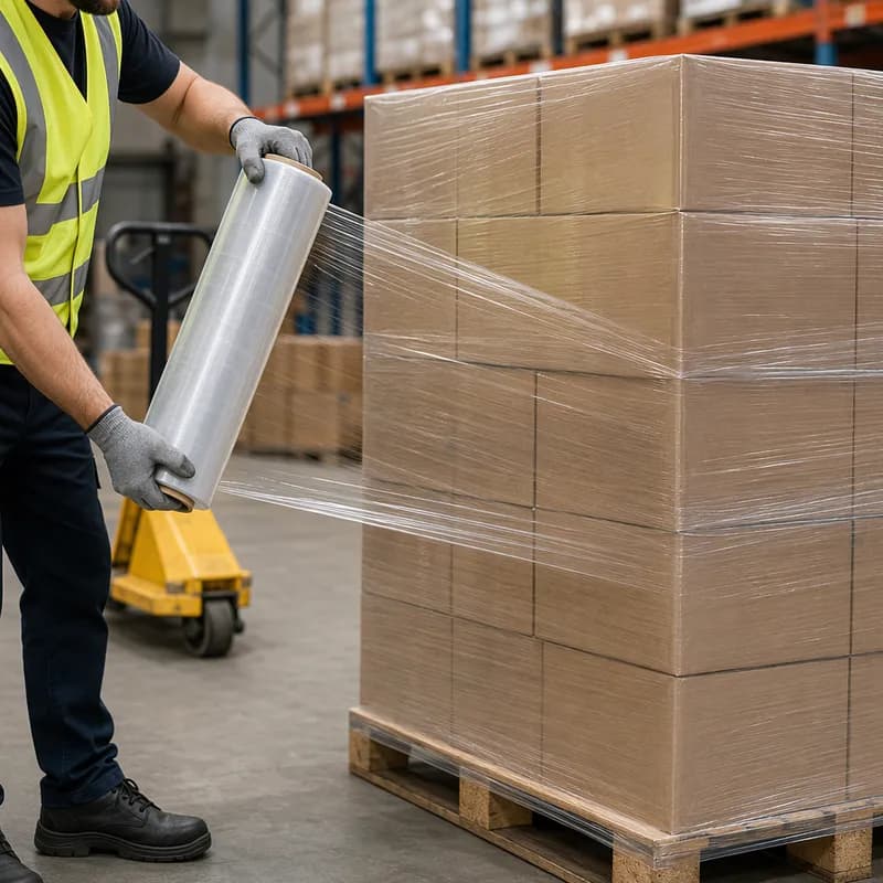 Stretch Film 18IN X1476FT Clear LLDPE 42GA 0.42MIL 10.668MIC 42 Gauge Cast 4 Rolls/Case 64 Rolls/Pallet