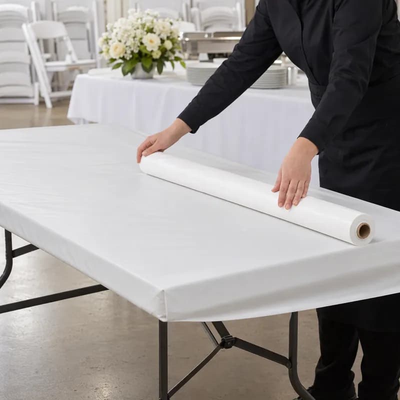 Table Cover Roll 40IN X300YD Plastic White 1/Roll