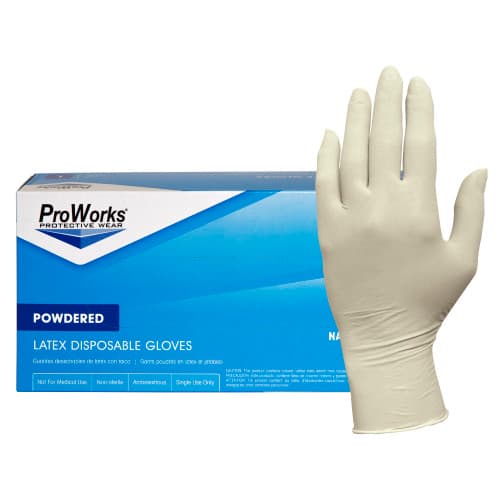 ProWorks® Large (LG) Natural 5MIL Micro Texture Latex Powdered 100 Count/Box 10 Box/Case