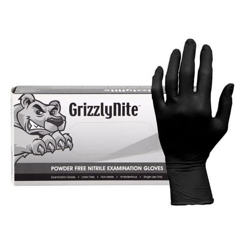 Safety Zone® Examination Gloves Medium (MED) Black 5.5MIL Micro Texture Nitrile Powder-Free 100 Count/Box 10 Box/Case