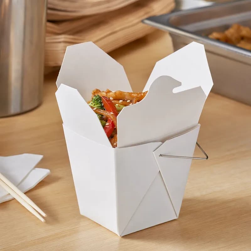 Fold-Pak® Food Pail 8 OZ 3X2.5X2.5 IN Paper White Rectangle With Handle 1000/Case