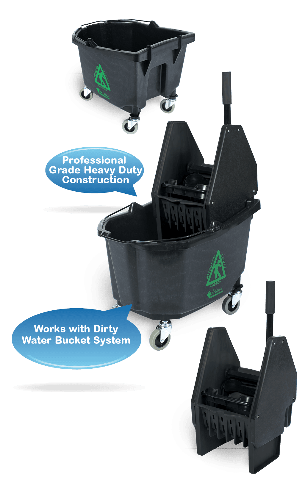 Green Clean Only Bucket 23X17X34.88 IN 35 QT Green Down Press Combo Heavy Duty 1/Each