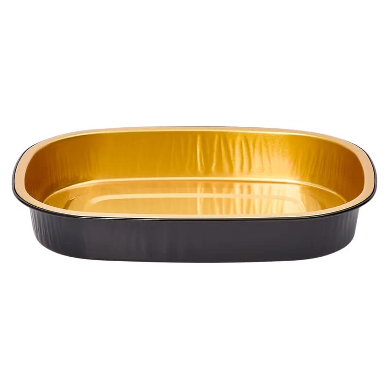 Victoria Bay Food Container 22 OZ Aluminum Black Gold Rectangle Freezer Safe 100/Case
