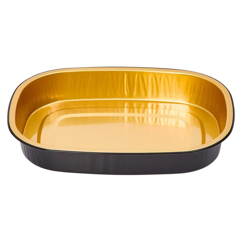 Victoria Bay Food Container 22 OZ Aluminum Black Gold Rectangle Freezer Safe 100/Case