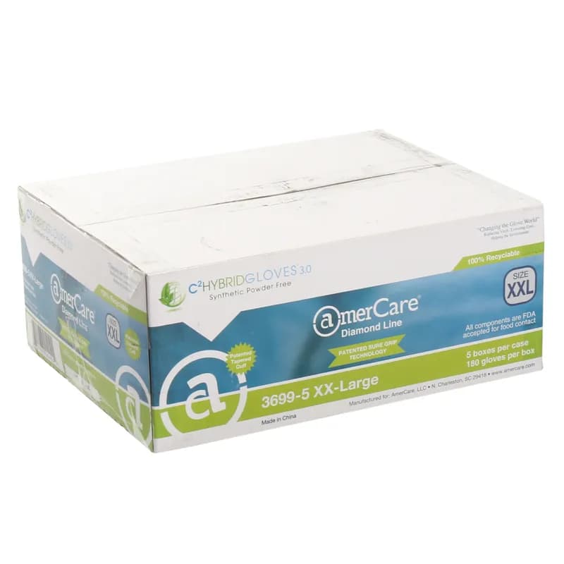 Diamond Line Gloves XXL Clear Synthetic Powder-Free Hybrid Diamond Grip 900/Case