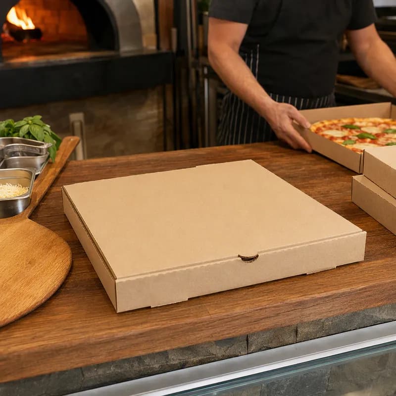Victoria Bay Pizza Box 18X18X2 IN Corrugated Cardboard Kraft Plain Square B-Flute 50/Bundle