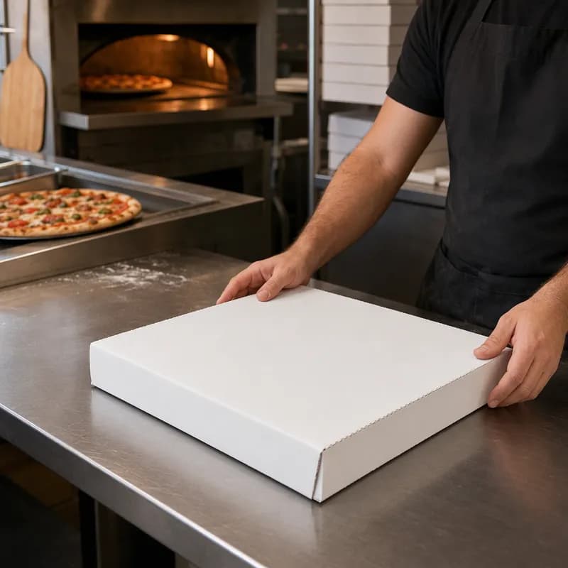 Victoria Bay Pizza Box 18X18X2 IN Corrugated Cardboard White Plain B-Flute 50/Bundle