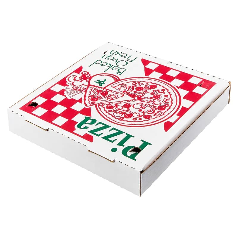 Victoria Bay Pizza Box 12X12X2 IN Corrugated Cardboard White Printed Square B-Flute 50/Bundle