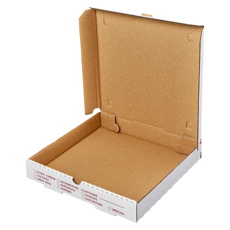 Victoria Bay Pizza Box 12X12X2 IN Corrugated Cardboard White Printed Square B-Flute 50/Bundle