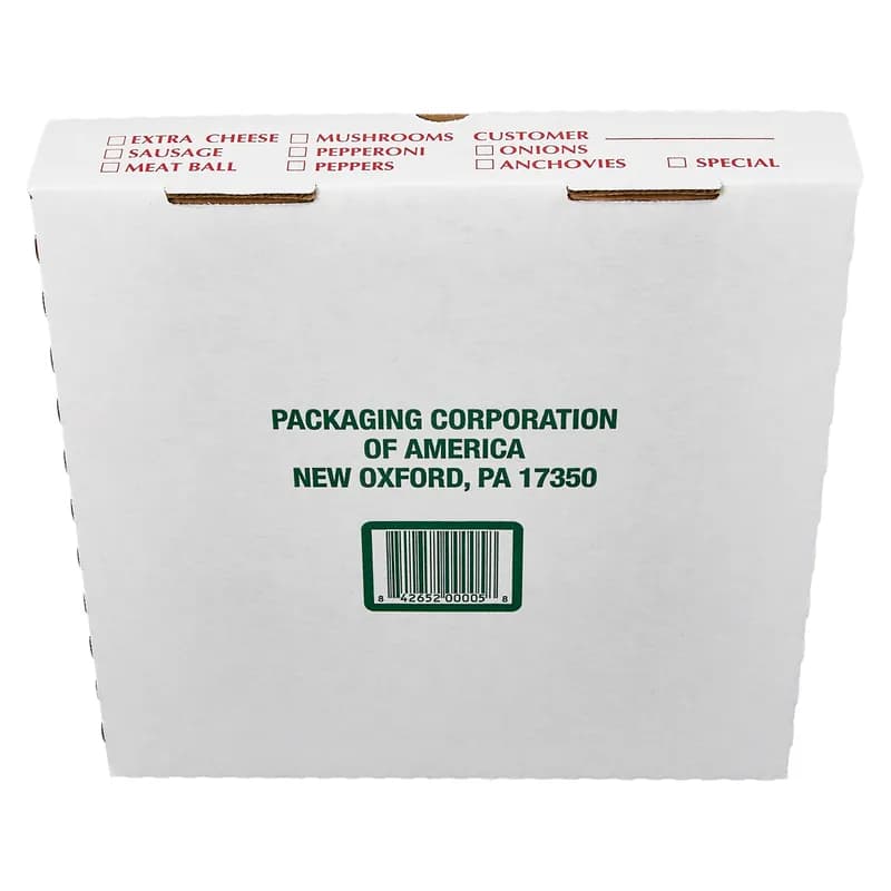 Victoria Bay Pizza Box 12X12X2 IN Corrugated Cardboard White Printed Square B-Flute 50/Bundle
