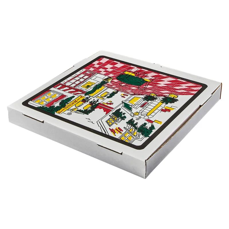 Victoria Bay Pizza Box 16X16X2 IN Corrugated Cardboard White Printed Square B-Flute 50/Bundle