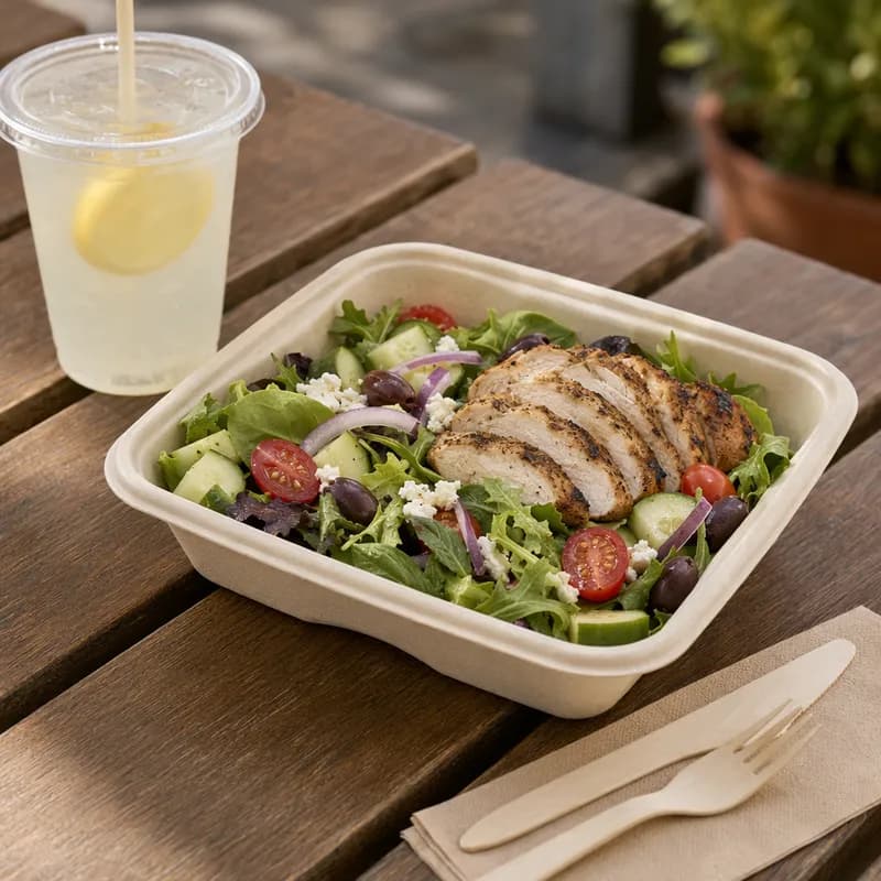 Take-Out Tray 24 OZ Plant Fiber PLA Natural 600/Case