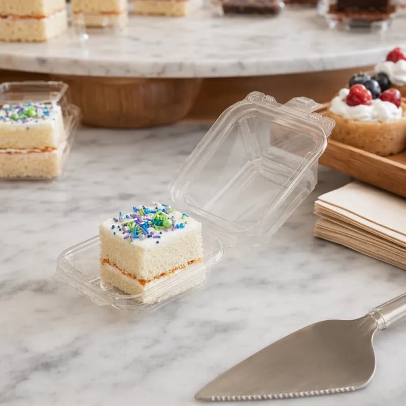 Simply Secure Dessert Hinged Container Mini 2.5X3X3 IN PLA Clear Square 162/Case
