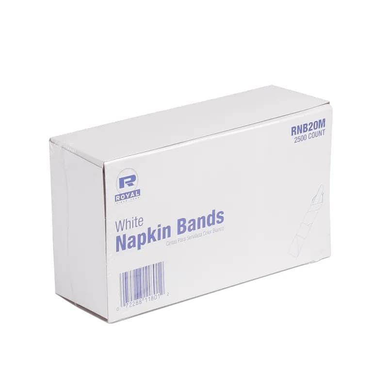 Napkin Bands White Paper 2500 Count/Pack 8 Packs/Case 20000 Count/Case