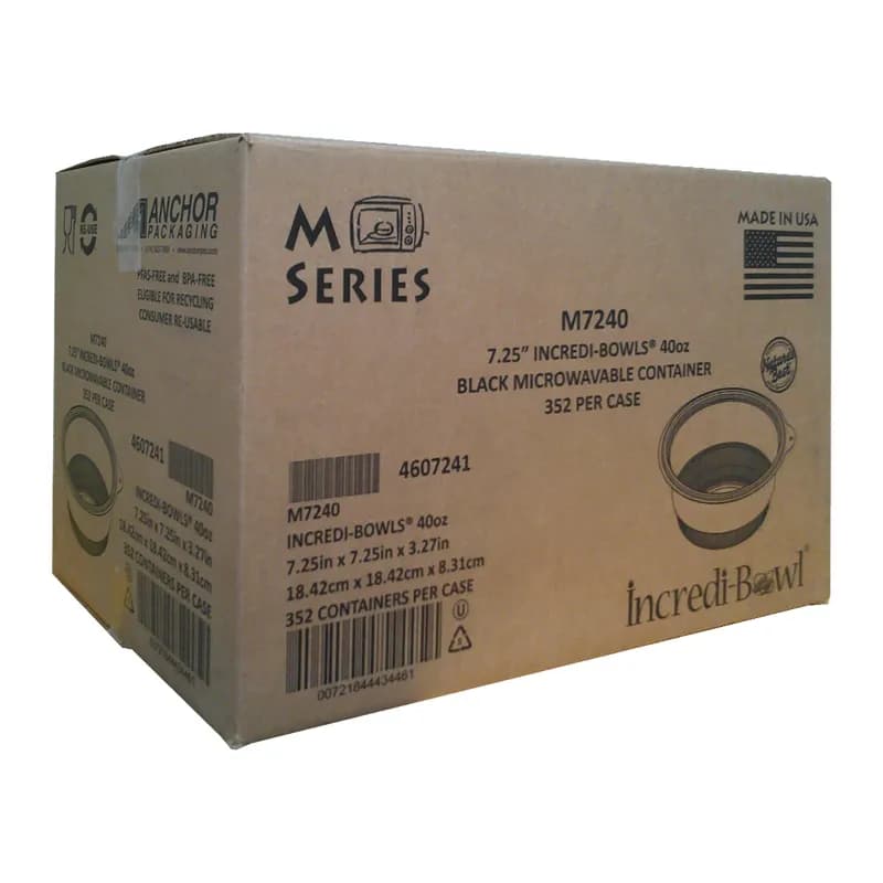 Incredi-Bowls® Bowl 40 OZ PP Black Round Microwave Safe 352/Case