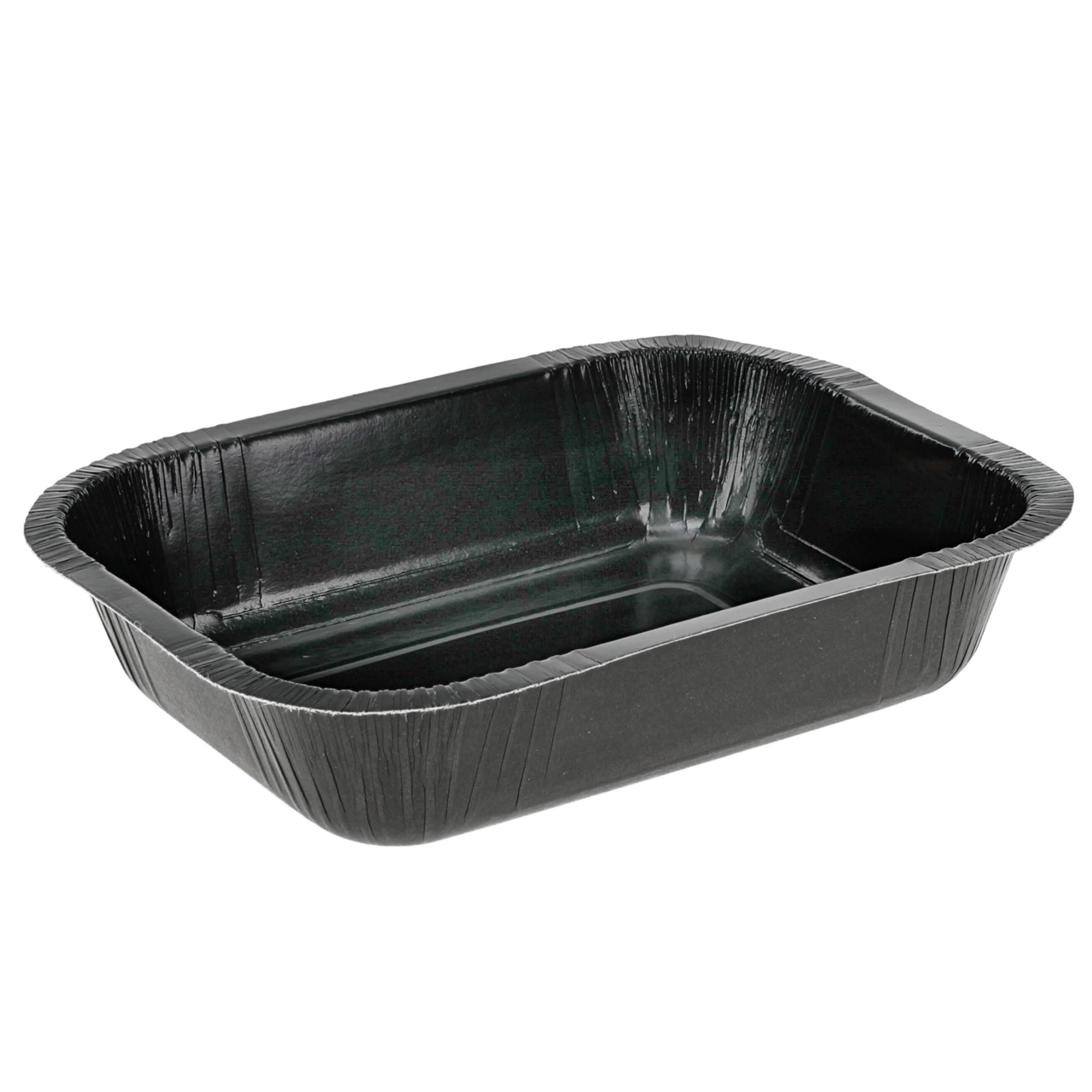 Pressware® Ebony Premier Take-Out Container Base 5X6X1.375 IN Paperboard Black Oblong Microwave Safe 500/Case